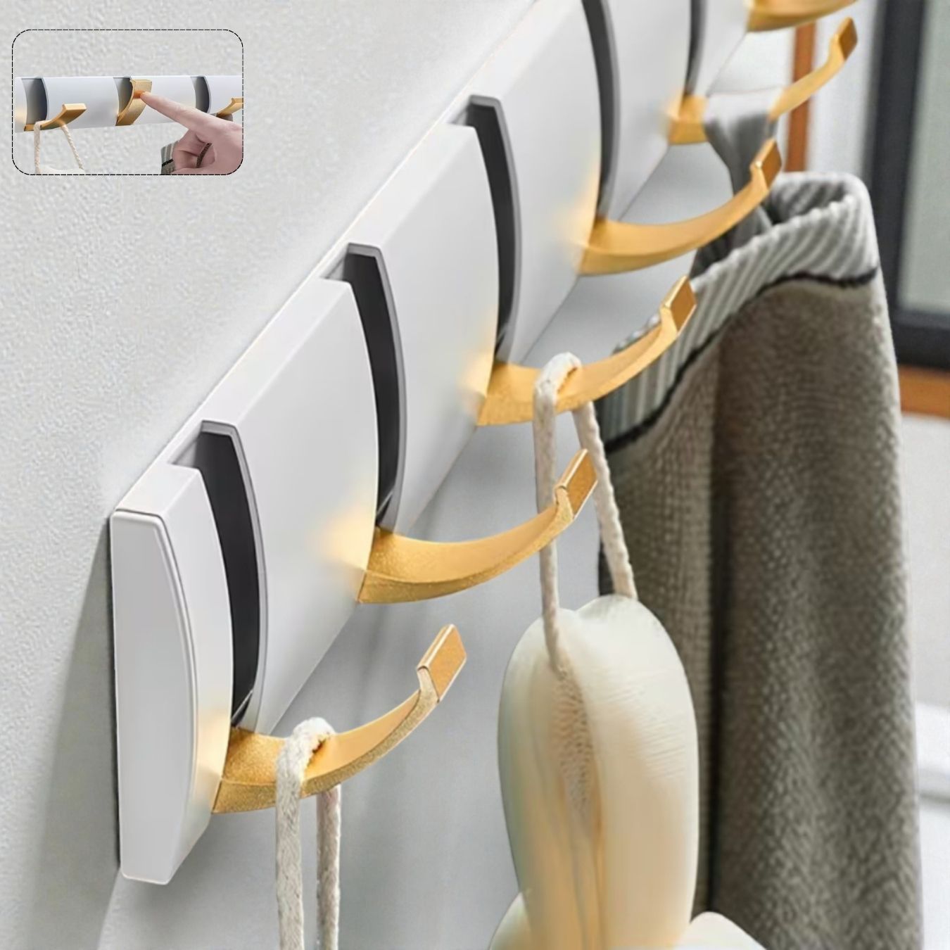 Perchero de Pared con Ganchos Retráctiles