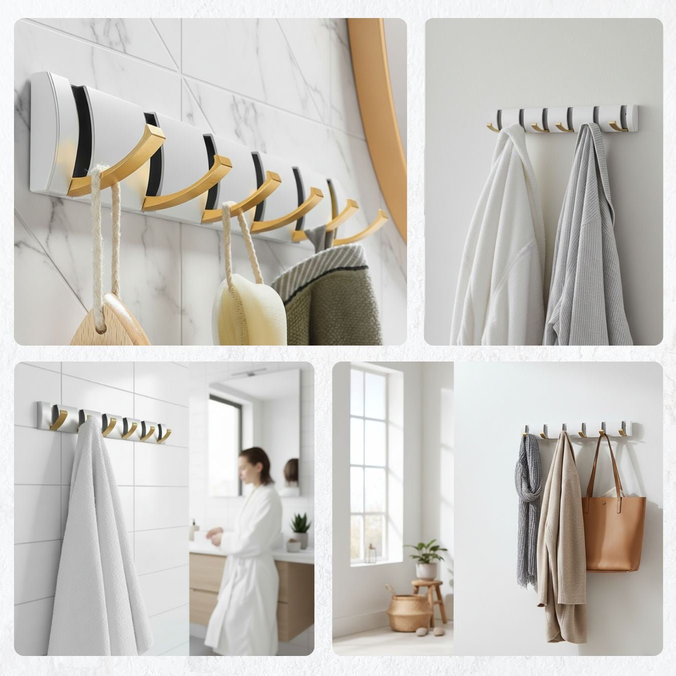 Perchero de Pared con Ganchos Retráctiles