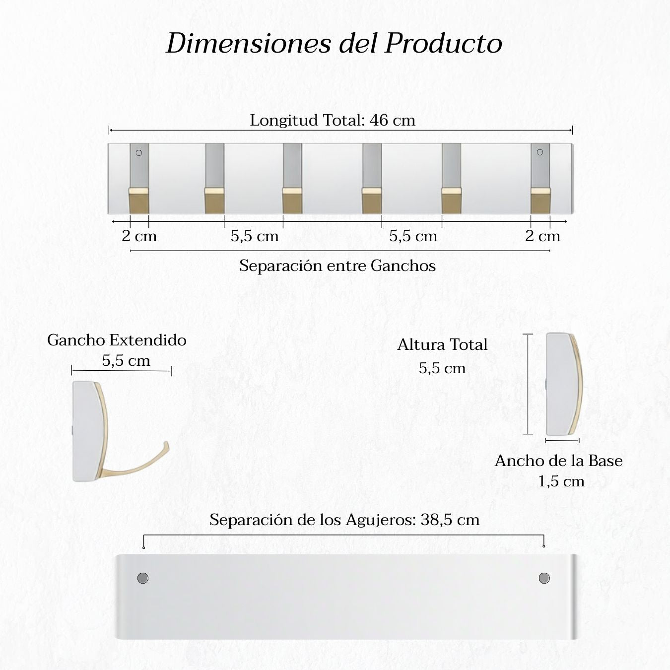 Perchero de Pared con Ganchos Retráctiles